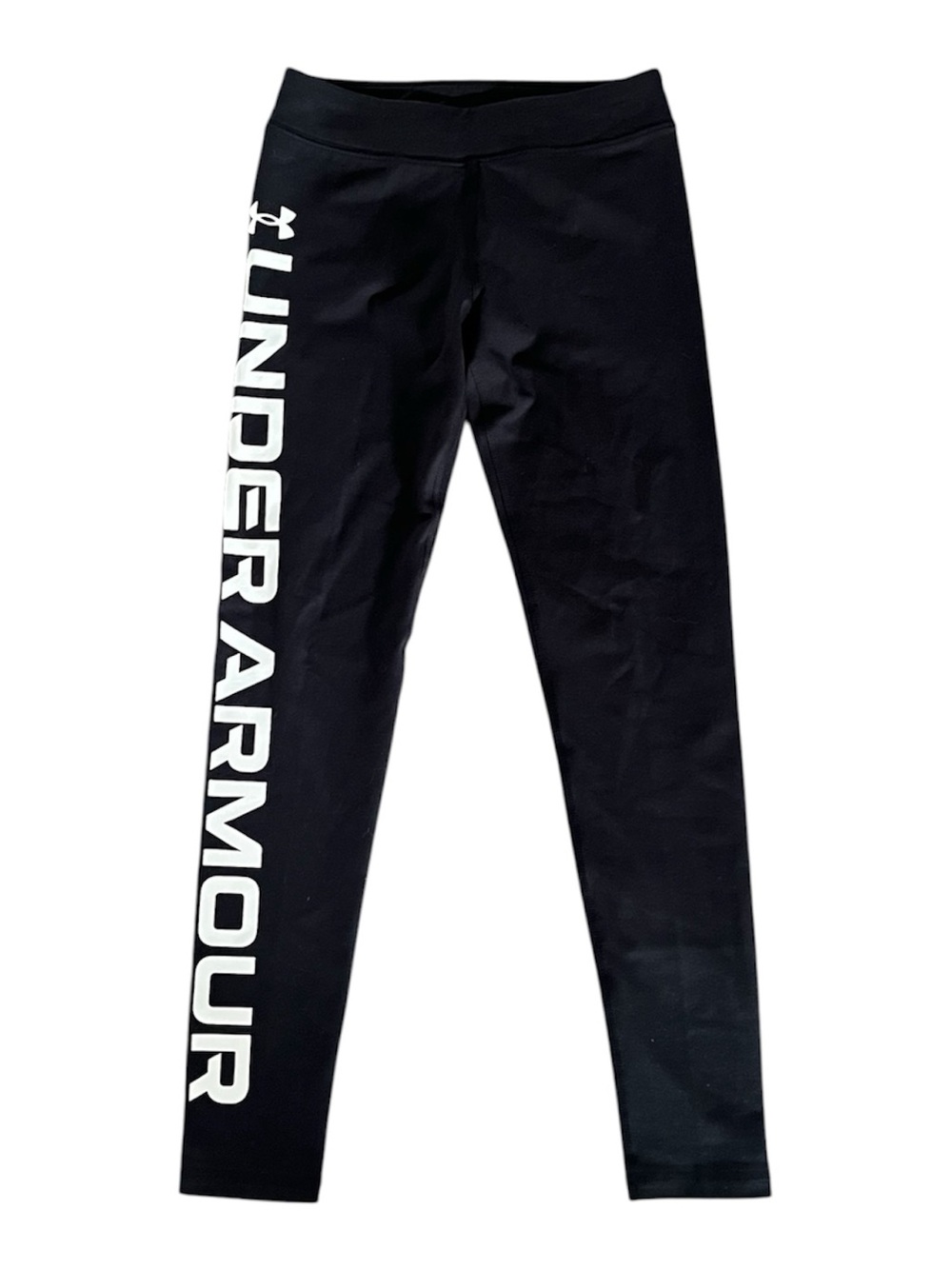 Under Armour Kids Black Leggings with White Side Logo